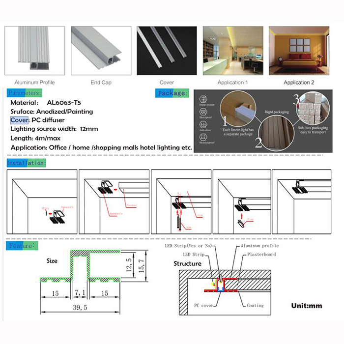 HL-A004 Aluminum Profile - Inner Width 10 Mm(0.39inch) - LED Strip Anodizing Extrusion Channel HL-A004 Aluminum Profile - Inner Width 10 Mm(0.39inch) - LED Strip Anodizing Extrusion Channel